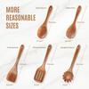 5 PCS Wooden Spoons for Cooking Natural Teak Kitchen Utensils Set Smooth Non-Stick Surface Cooking Utensils Set Soft Comfort-Grip Wooden Spatula Set
