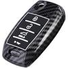 ABS Carbon Fiber Pattern Protector Key Fob Cover Case Fit for Kia Optima Sorento Sportage Rio Soul Forte Carens Picanto Keyless Entry Key Fob (Black)