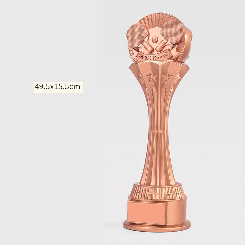 Customized 49CM Table Tennis Resin Trophy, Gold, Silver, Bronze, Sports Team Doubles Competitions Award Souvenir Home Decor, 1Pc