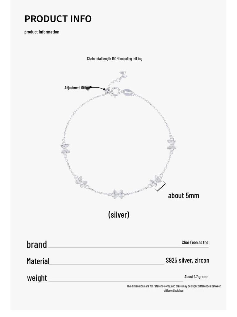 Cuiyan S925 Silver Korean Butterfly Bracelet - New Sweet & Fresh Jewelry for Women & Best Friends (2025)