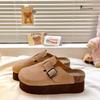 Half-tow bag head slippers women's heightened belt buckle one pedal Birkenstocks muffin thick sole