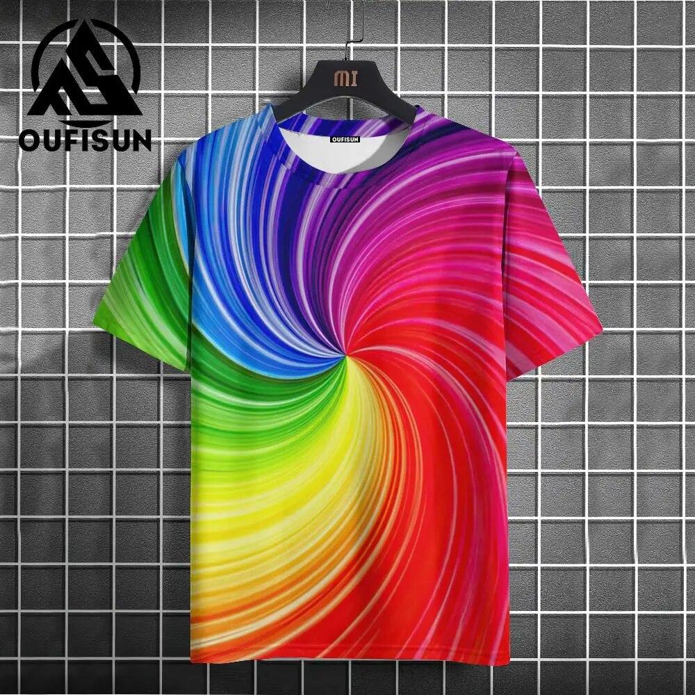 Männer T-Shirt Neue 3d Bunte Rot Druck Sommer Mode Straße Kurzarm Tops Männer O Neck Übergroßen T Shirt männer Kleidung 6XL