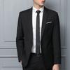 2 adet/takım Uzun Kollu Flap Cepler Tek Düğme Düz Renk Erkek Takım Elbise Slim Fit Yaka Blazer Düz Takım Elbise Pantolon Seti