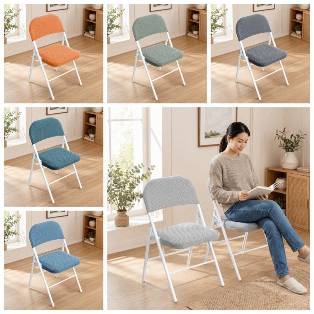 2PCS/SET Universal Elastic Folding Chair Cover Solid Color Dust-proof Chair Slipcover Removable Soft Stool Cover Home Decor