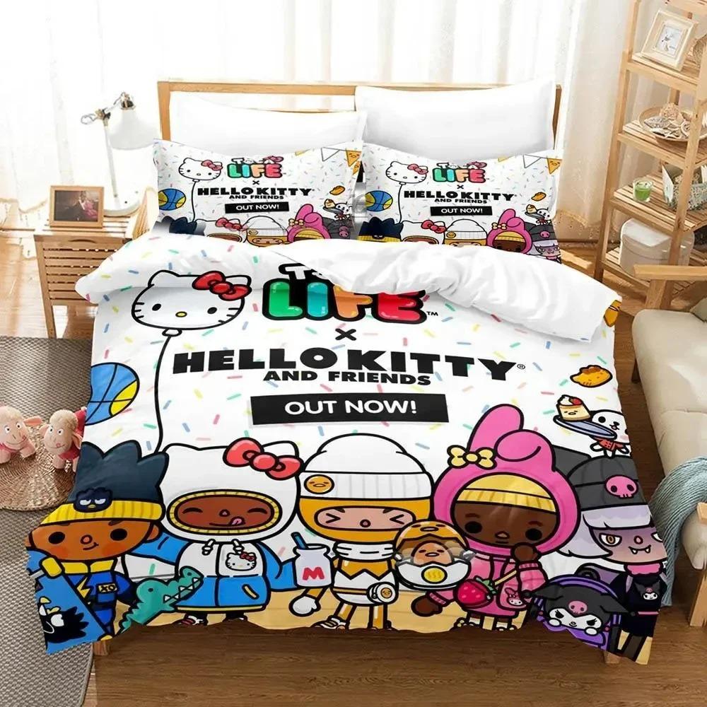 Cartoon Toca Life World Bedding Set Duvet Cover Pillowcase Comforter King Queen Size Boys Adult Bed Set