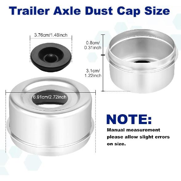 4Pack 2.72'' Trailer Hub Cap Trailer Wheel Bearing Dust -2.72 inch/69.1 mm
