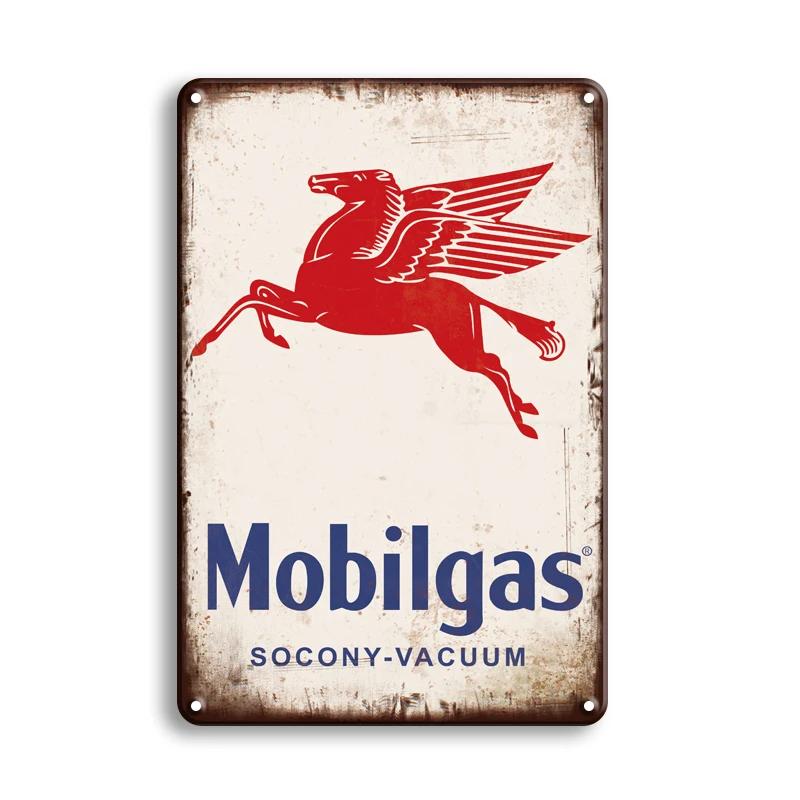Vintage Decor Shabby Chic Metal Tin Signs Gulf Esso Agip Man Cave Wall Decoraion Motor Oil Garage Wall Stickers Gas Decor Pla