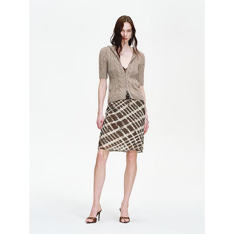Diamond Plaid Chiffon Midi Skirt