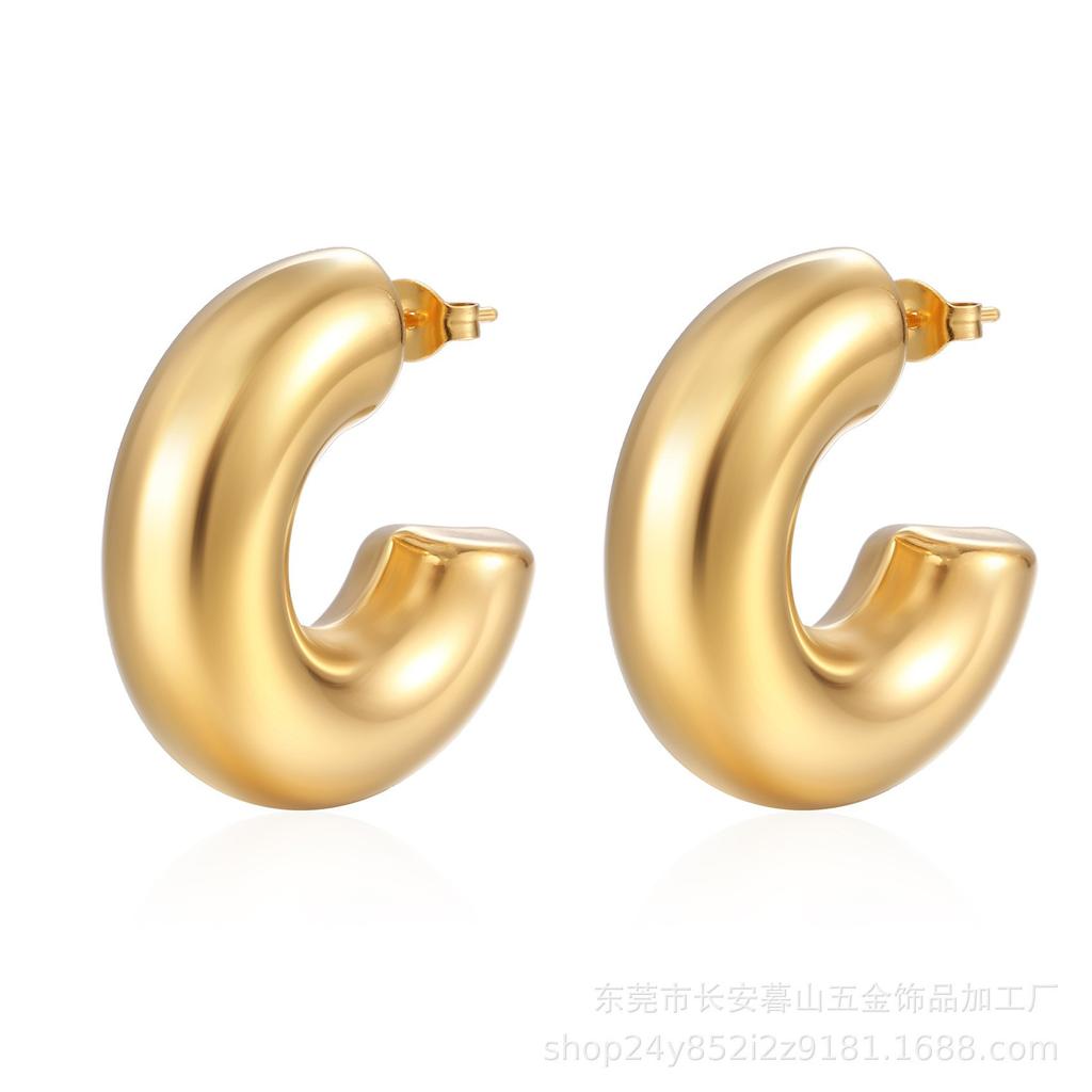 Retro Stainless Steel Hollow Earrings Women's Premium Light Luxury 18K Titanium Steel Earrings