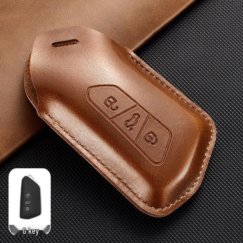 Leather Key Case for Volkswagen Models: T-Cross, Lavida, Lamando, Bora, Tiguan, Sagitar, Polo, Magotan, Passat, Tharu