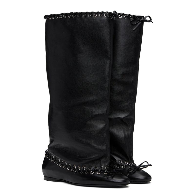 Fashion 2025 Women Retro Mid Tube Pointed Boots 3cm Height Increase Low Heel Fashion Winter Boots Thigh High Boots Black Size 35-43