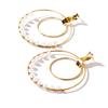 1 Pairs Of Earrings Alloy Retro Style Simple Golden Size Circle Winding Pearl Earrings