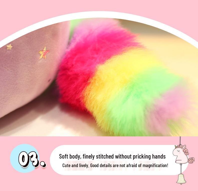Rainbow Angel Unicorn Plush Toy - Four-Color Cartoon Animal 