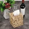 Handmade Water Hyacinth Storage Basket for Tissues Woven Paper Towel Box with Lid Natural Home Decoration