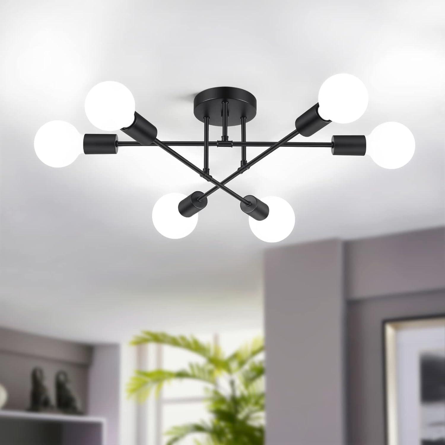 

Modern Industrial Black Chandelier for Kitchen, Dining, Bedroom, and Living Room
