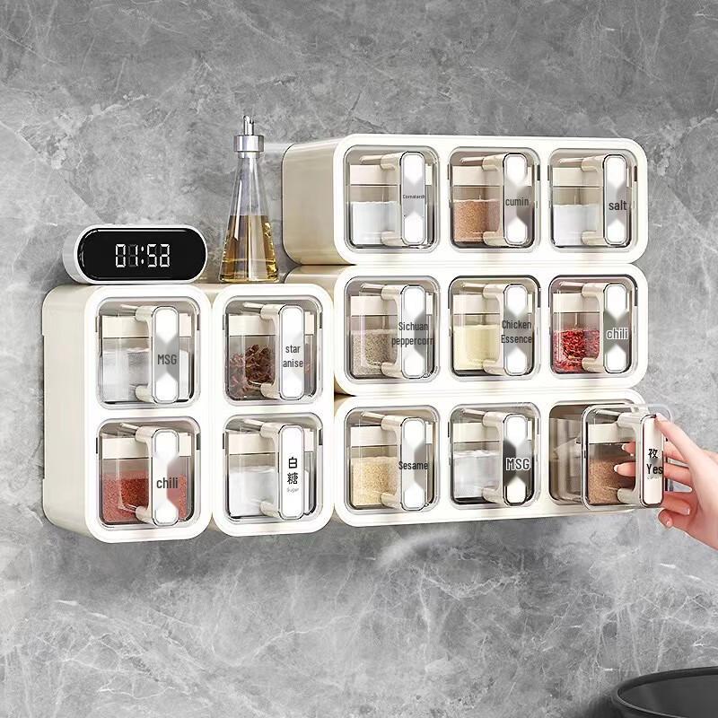 777 Wall-Mounted Ceramic Spice Organizer Set