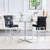 Bar Stools Set of 2, Black Crocodile Leather Look with Crystal Buttons, High-Back Kitchen Stools with Chrome Metal Legs, Kitchen Island Bar Counter