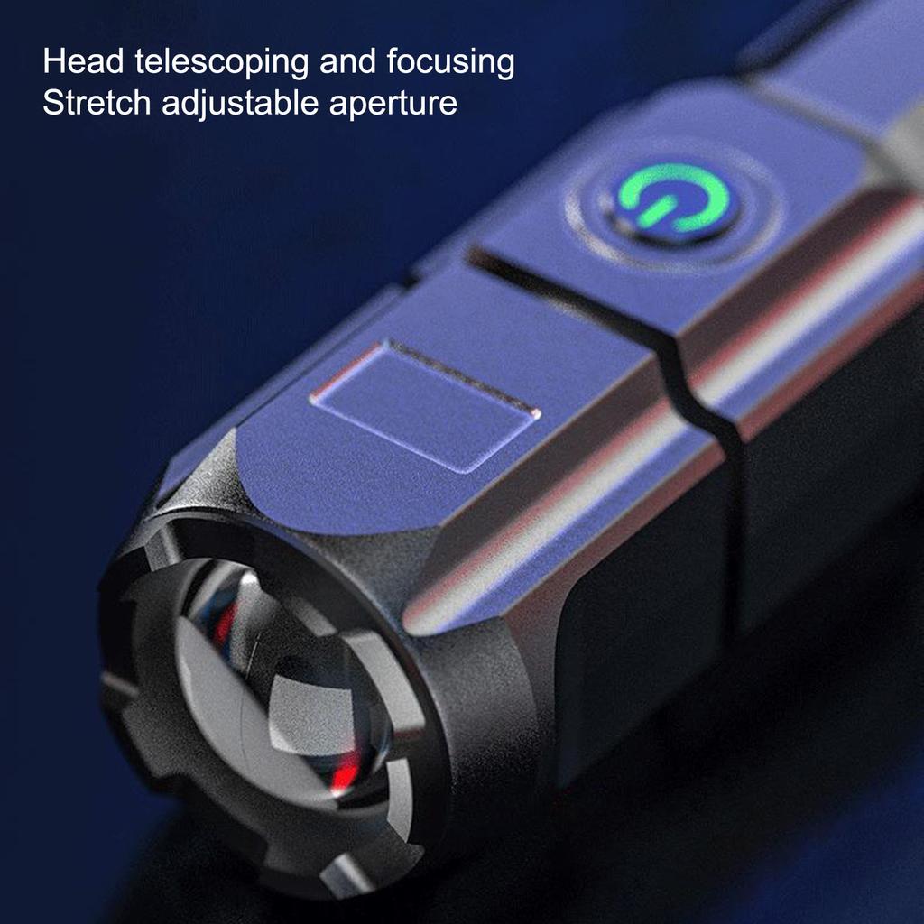 Portable Flashlights USB Rechargeable ABS Focus Flashlight with Strong Light for Outdoor Camping Hiking Emergency