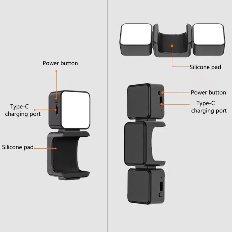 Photography Light Fit for Pocket 3 Adjustable Brightness Soft Lighting Auxiliary LED Fill Light Type C Rechargeable