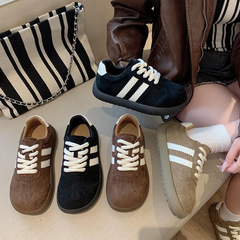 Ugly cute retro color matching platform German training shoes women's 2025 new comfortable and lightweight round head lace-up casual sports shoes