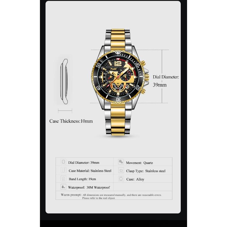 POSHI New Watch Watch Men's Fashion Business Steel Strap Quartz Watch