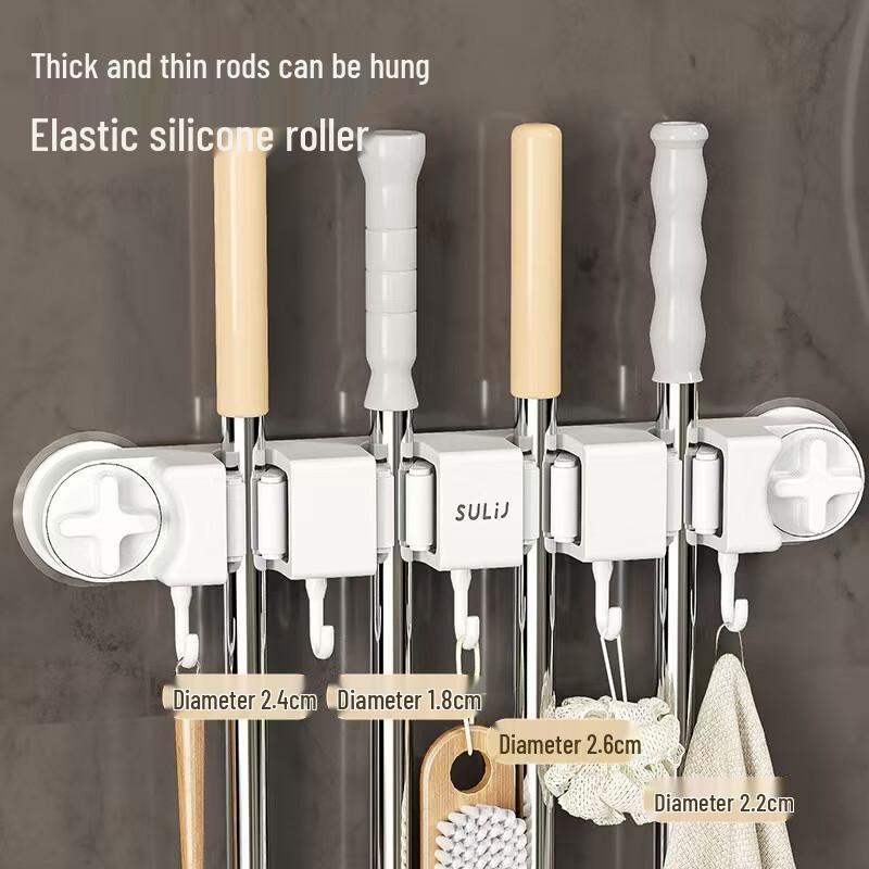 Transparent Adhesive Mop and Broom Holder Hooks - 10 Pack