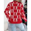 QICED Autumn and Winter Christmas Tree Checkered Lantern Long-sleeved Pullover Sweater Women's Clothing
