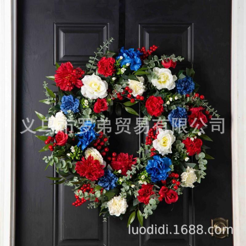 45cm Patriotic USA Independence Day Wreath Decor Door Wall Home Party Decoration