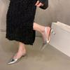 French Stiletto Silver High Heels Bag Head Sandals Fairy Shoes 2025 New Spring and Summer Temperament Pointed Single Shoes