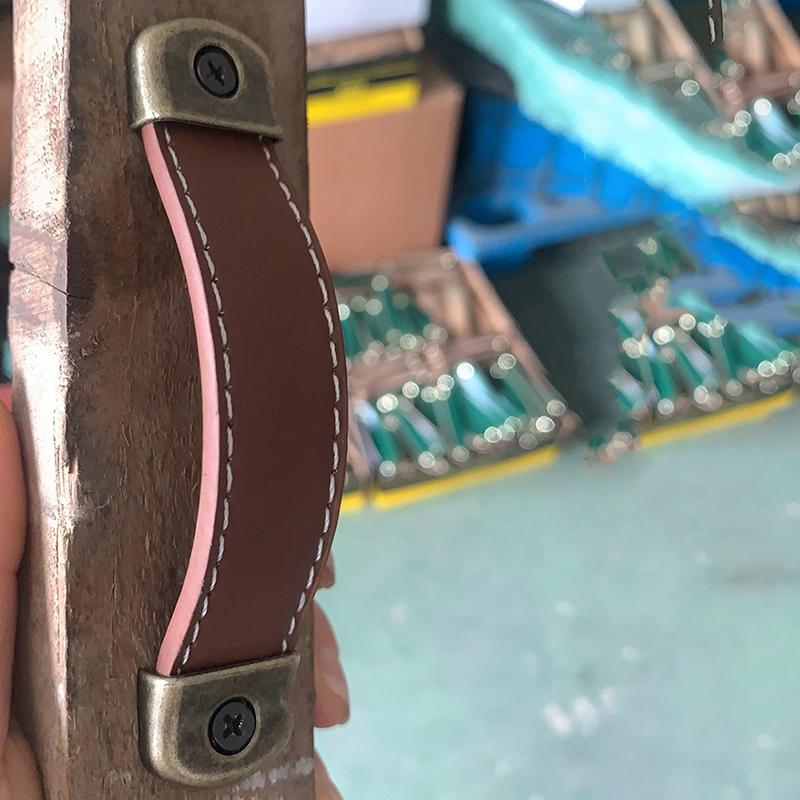 Tiradores para Muebles Cuero Vacuno Tirador para Puerta de Cajón de Armario de Cuero Herrajes Tirador para Puerta