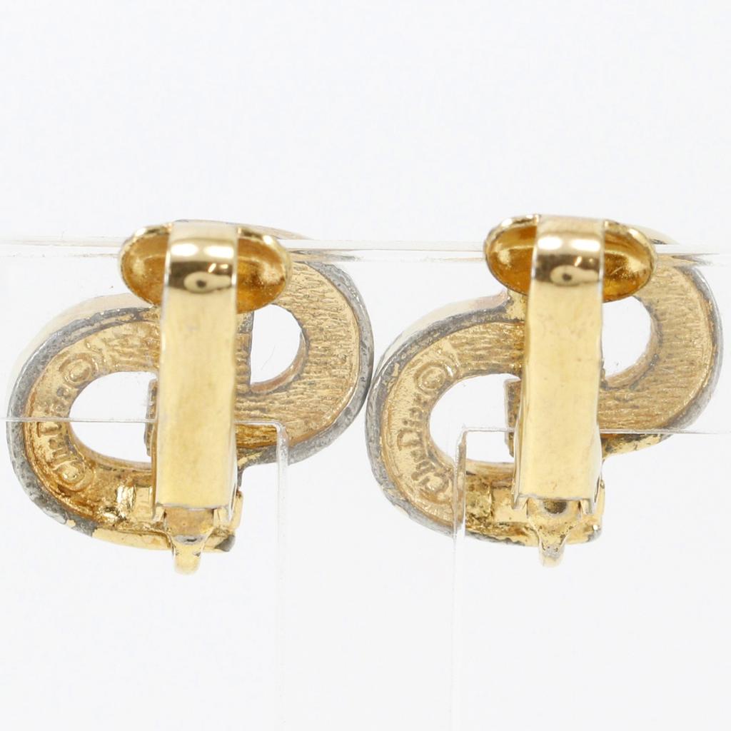 Dior CD logo Earring Plated Gold/Rhinestone 5g Women Used