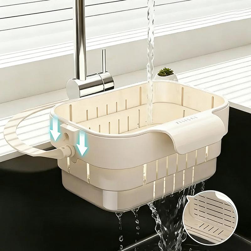 New Hanging Telescopic Drain Basket Thickened Kitchen Household Fruit Washing Rice Washing Basket Water Filter Rack