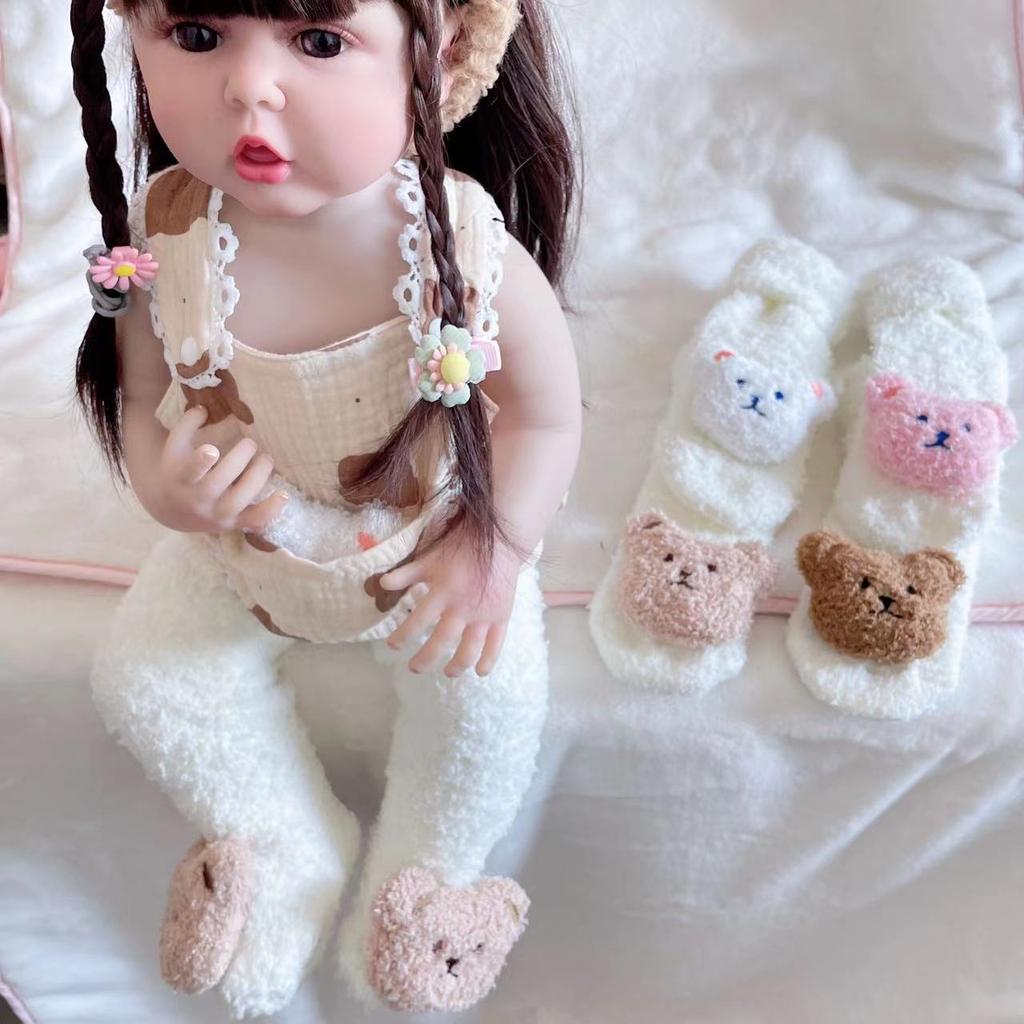 Autumn Winter Baby Socks for Newborn Thickened Plush Warm Baby Floor Socks Cute Learning To Walk Non Slip Socks with Dolls