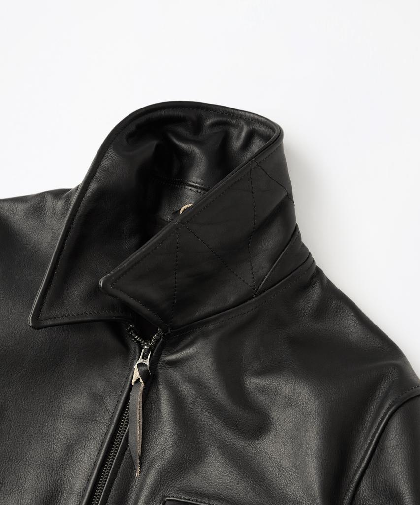 Outstanding Tea-Core Leather Sports Jacket_Black