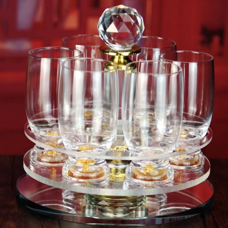 Gold Foil Baijiu Glass Set with Rotating Rack