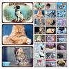 Retro Iron Painting Metal Plaque Attention Animals Dog and Cat Wall Decor Art Poster Tin Signs Bar Home Decoration Painting
