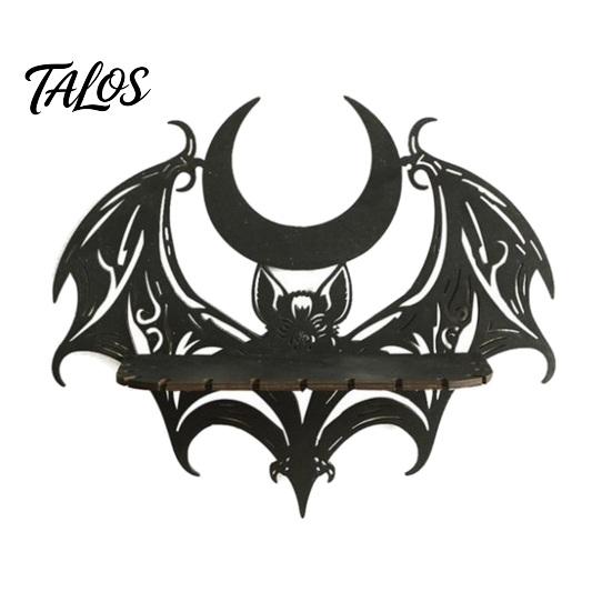 Black Wooden Wall Art Gothic Bat Shelf, Mount & Moon Storage Rack, Creative Mounted Decor Floating Shelf for Bedroom Living Room Halloween Witchy Home čierna