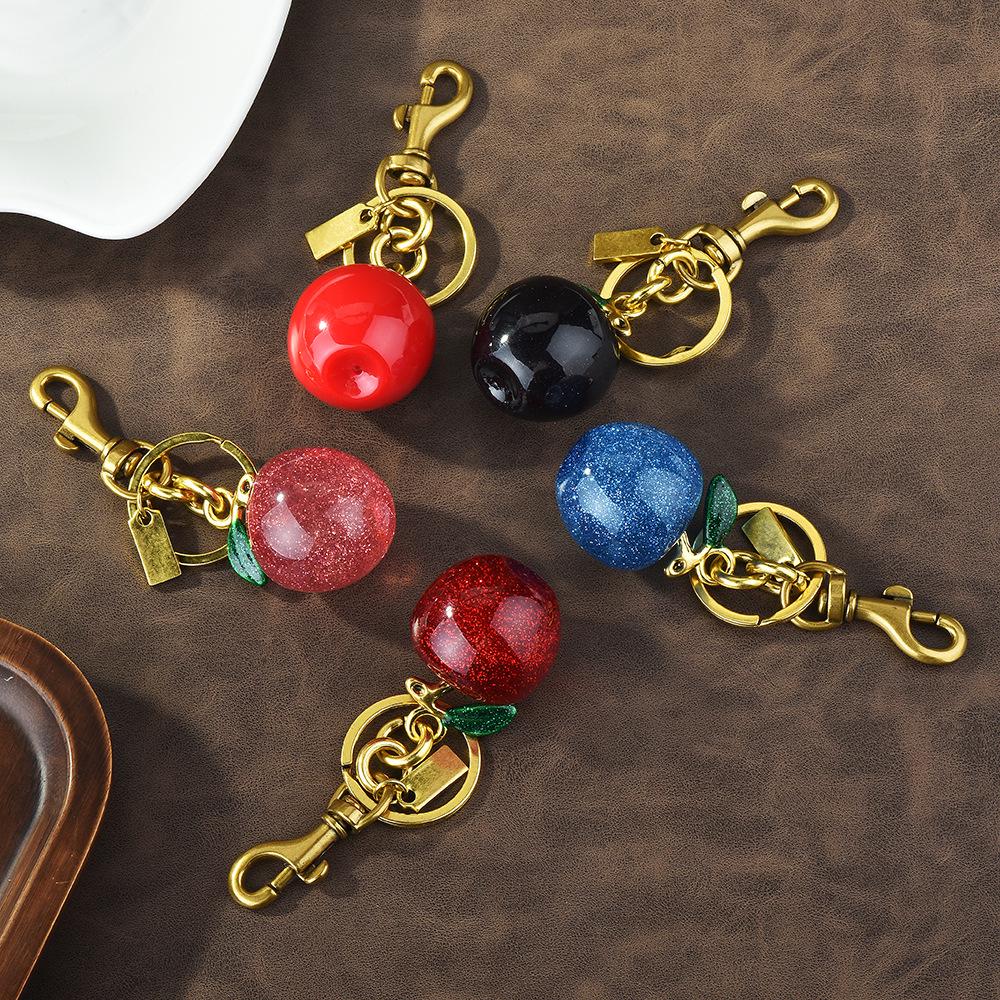 Exquisite Apple Keychain Pendant: Cute Bag Charm & Car Accessory