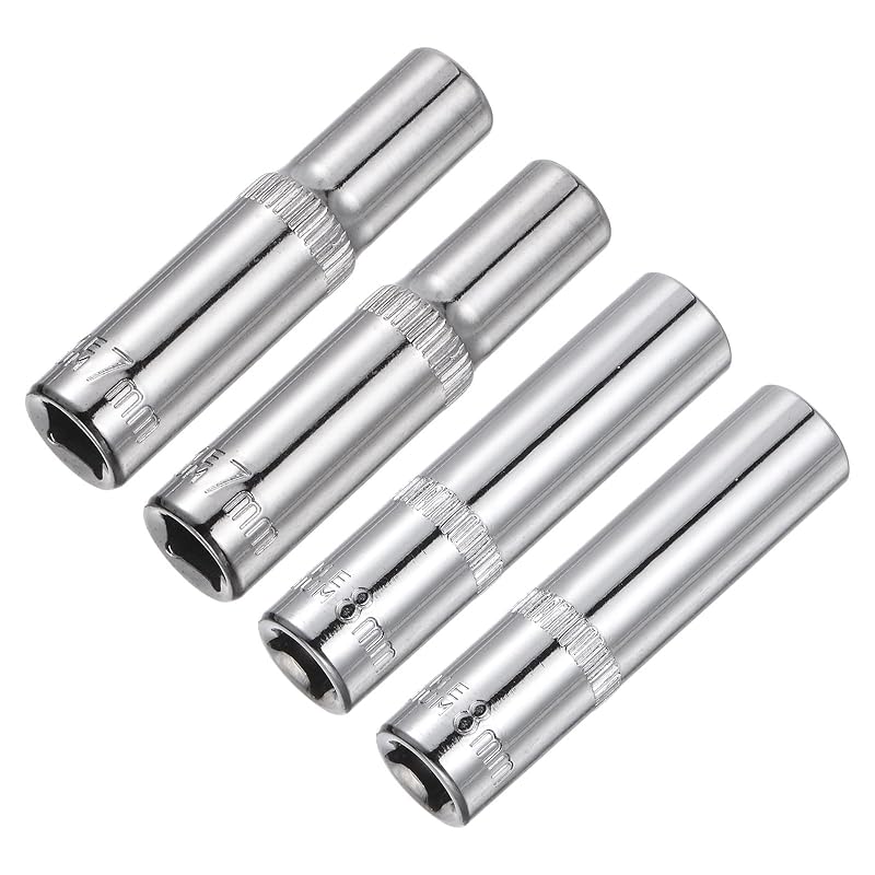 

uxcell 6 points shallow socket 1/4 drive 2 x 7mm deep sockets and 2 x 8mm deep sockets Automotive metric socket for DIY homemade repair
