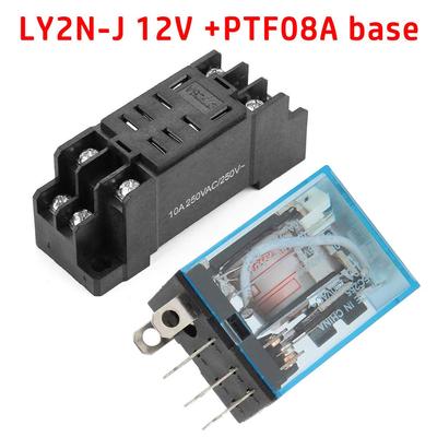 ממסר כוח סליל 10A LY2NJ+בסיס שקע DC 12V DPDT