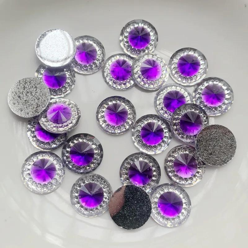 80 Stück 12mm Kristall Strass zweifarbig Strasssteine DIY Kreisförmige flache Rückseite Harz Handwerk für Hochzeitsdekoration -A67