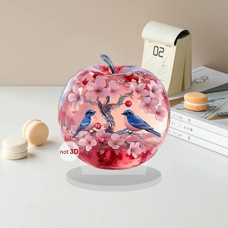 1 Piece Acrylic Landscape Pattern Decoration 2D  Apple Table Ornaments Shelf Ornament For Home Diy Accessories