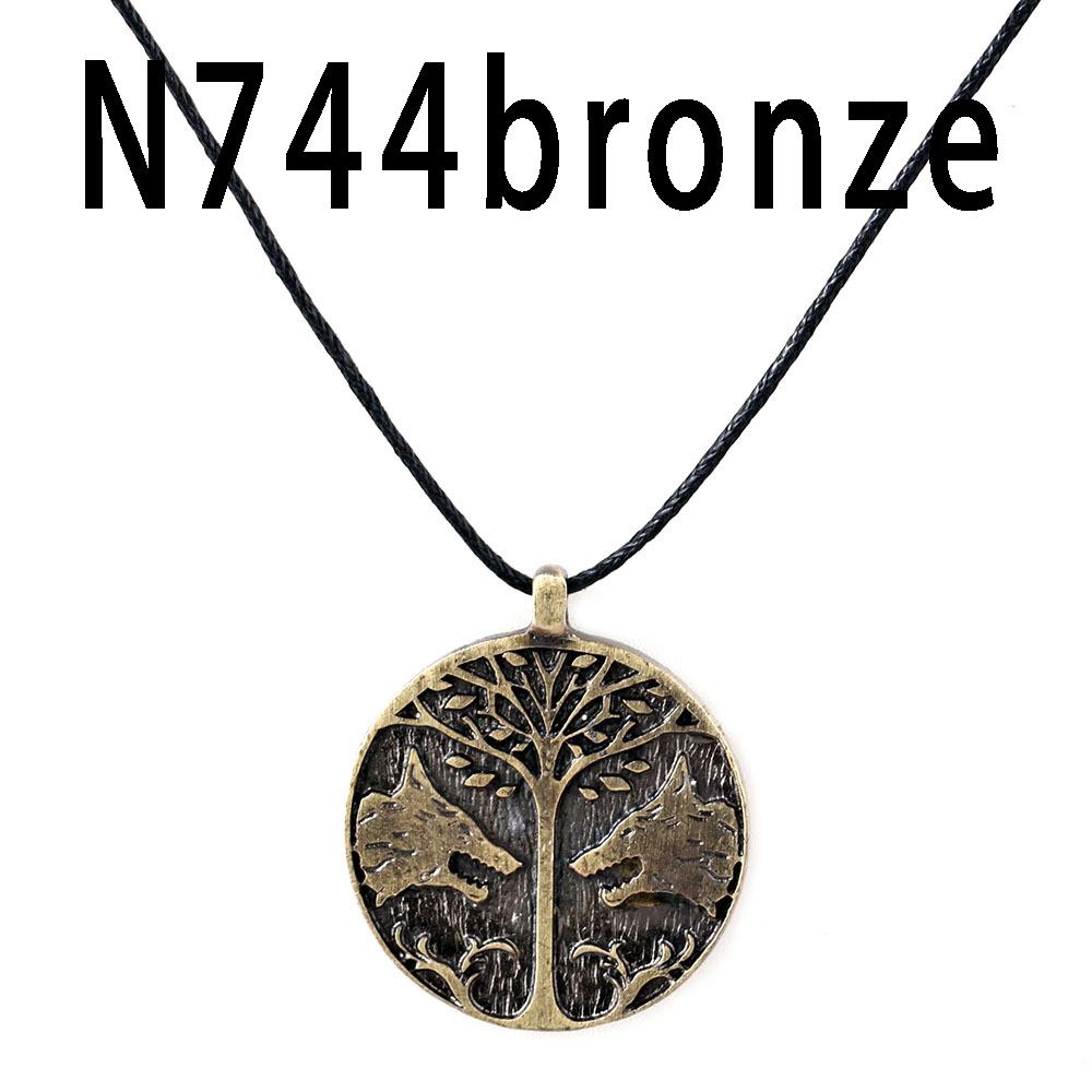 Viking Wolf Necklace Bronze Silver Pendant Couple Gift Norse Tree of Life Jewelry for Men Women