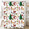 GAEChristmas-themed Shower Curtain with Santa Claus and Festive Decorations for Bathroom Decoration White Background Free Ship
