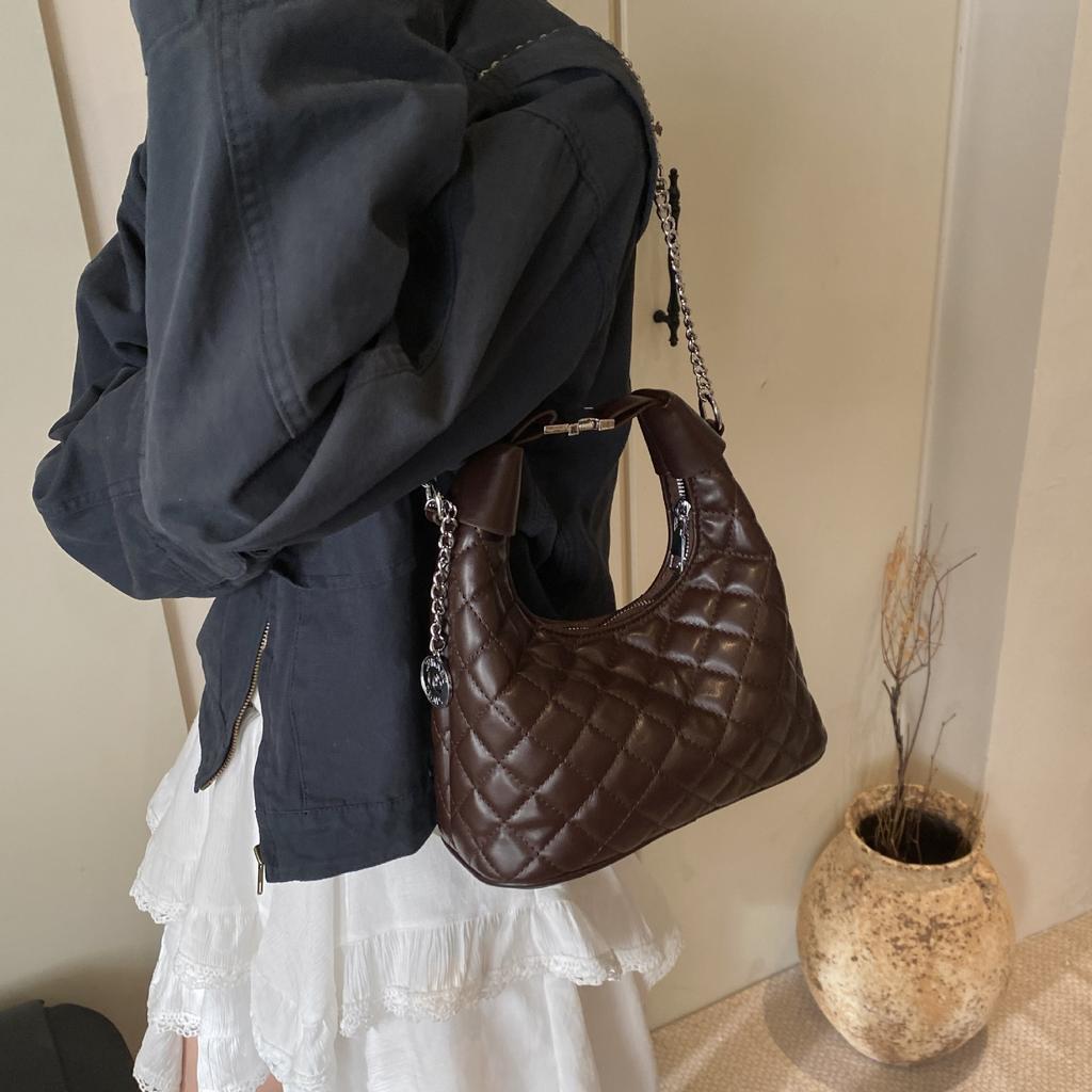 Retro Kleine Tasche Damen Nische Raute Kette Knödel Tasche High-End Einzelne Schulter Umhängetasche Achseltasche