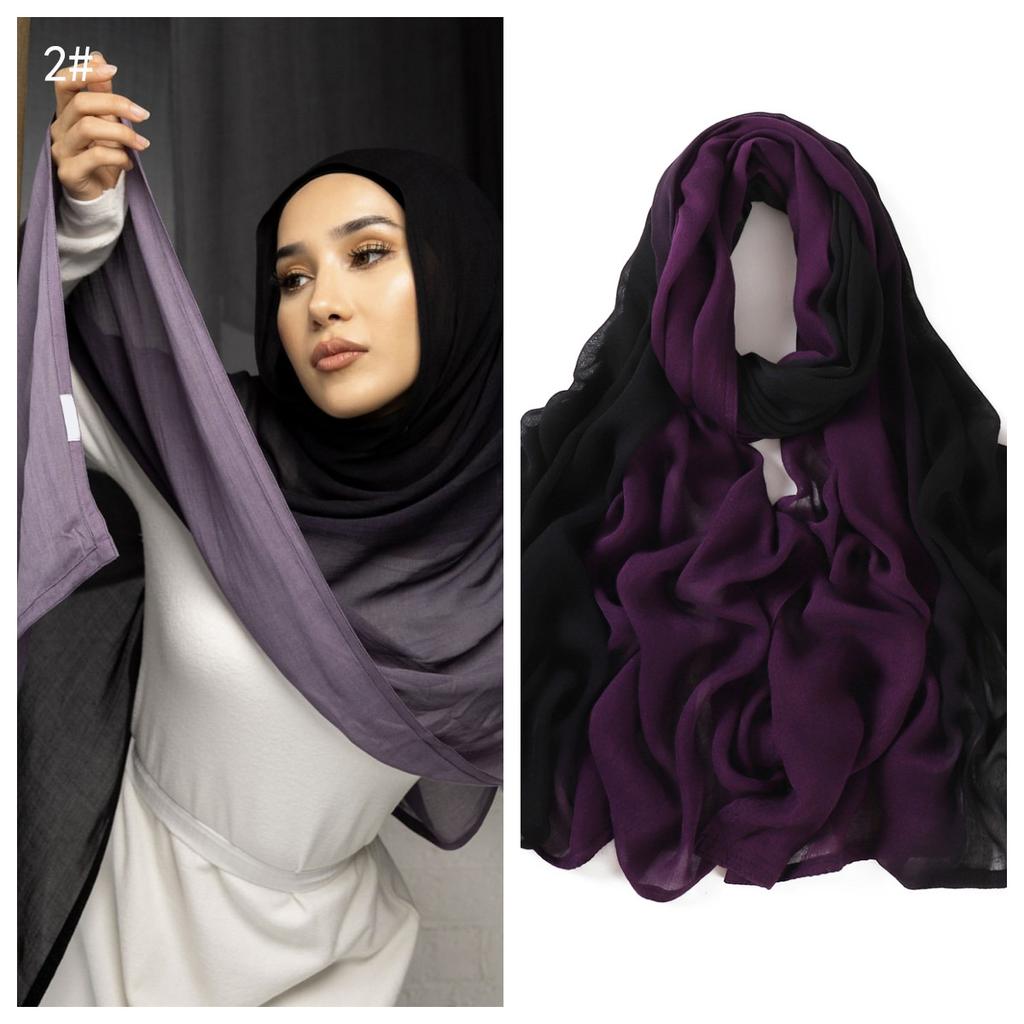 Gradient Cotton Rayon Hijabs Scarf Solid Headscarf Wraps Big Size Plain Long Shawls Muslim Women Hijab Islamic Turban Headbands