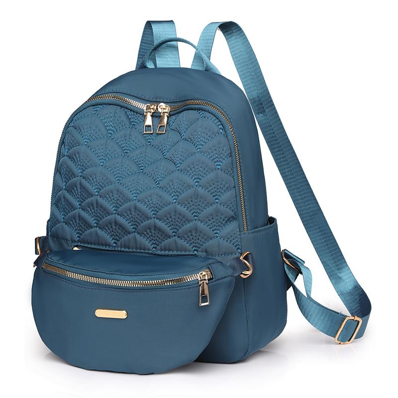 Ромбовидный рюкзак Женская сумка через плечо с буквенным принтом Дорожный рюкзак синий — фото 13