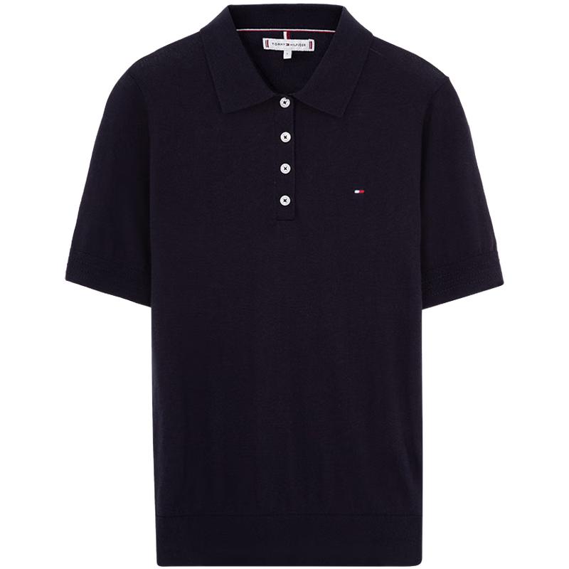 Tommy Hilfiger Women's Striped Lyocell Blend Short Sleeve Polo Knit Shirt