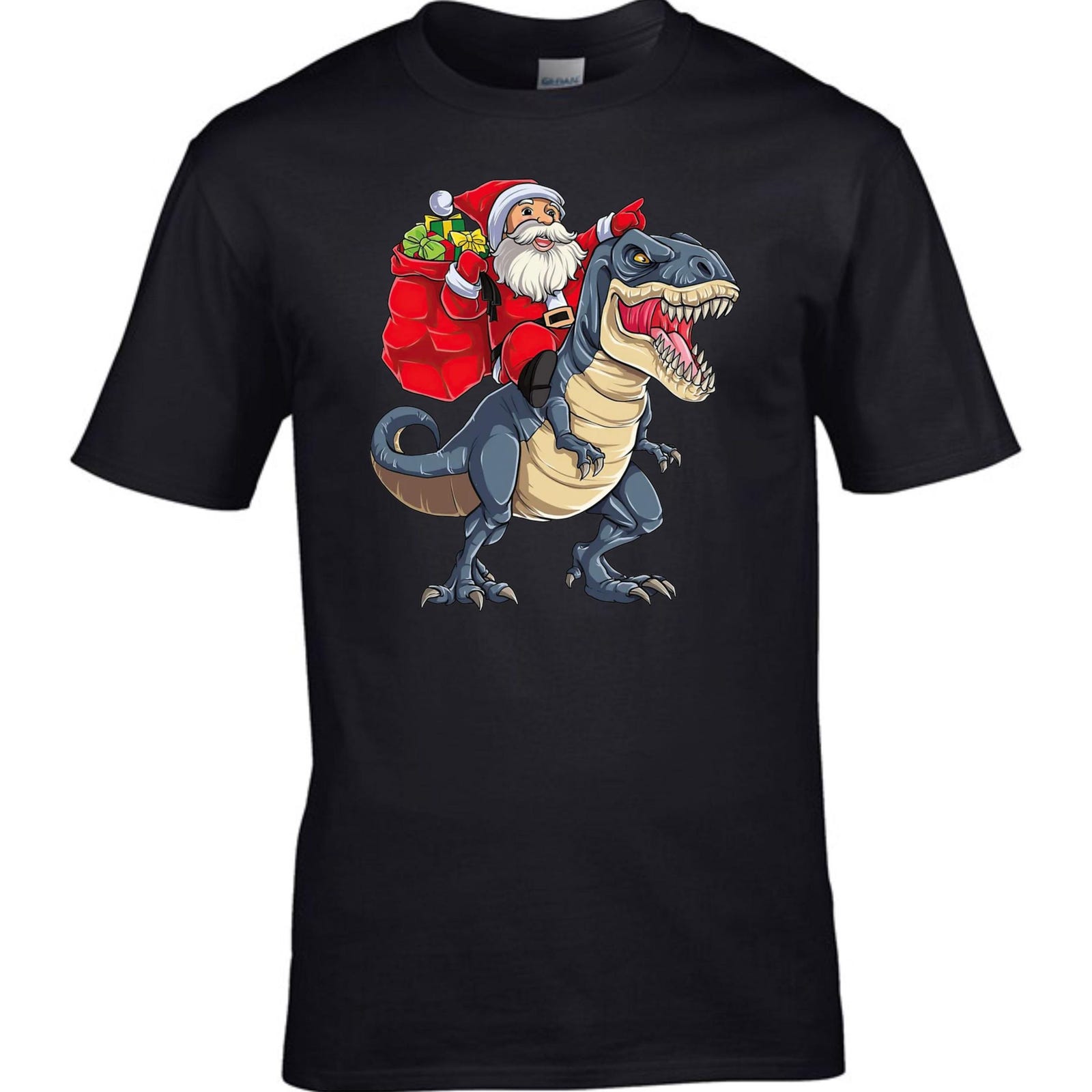 Santa Claus Riding Dinosaur T-Rex Shirt, T-Rex Lover Xmas Shirt, Dinosaur Christ Unisex T-Shirt XXL