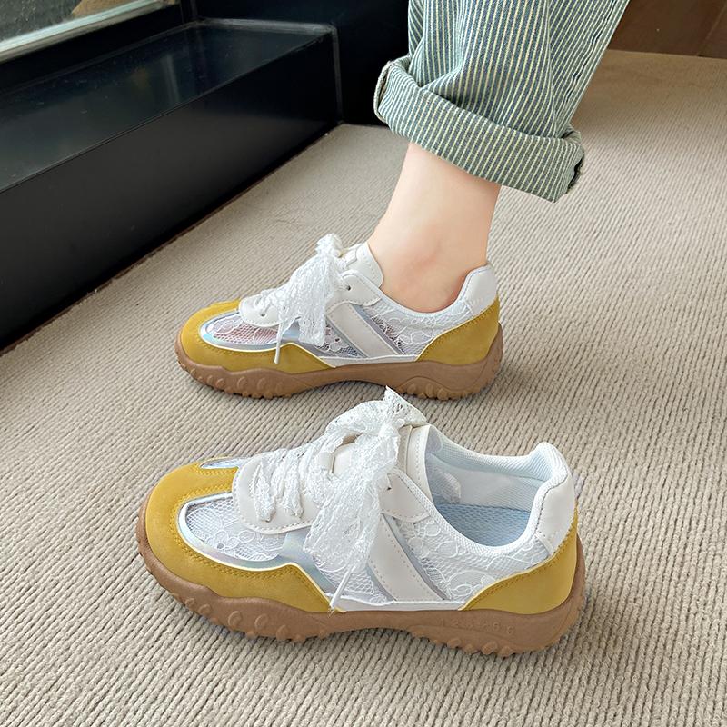Fashion CRLAYDK Sneakers for Women Lace Patchwork Tennis Fashion Summer Shoes Mesh Breathable Casual Outdoor Walking Sports Trainers